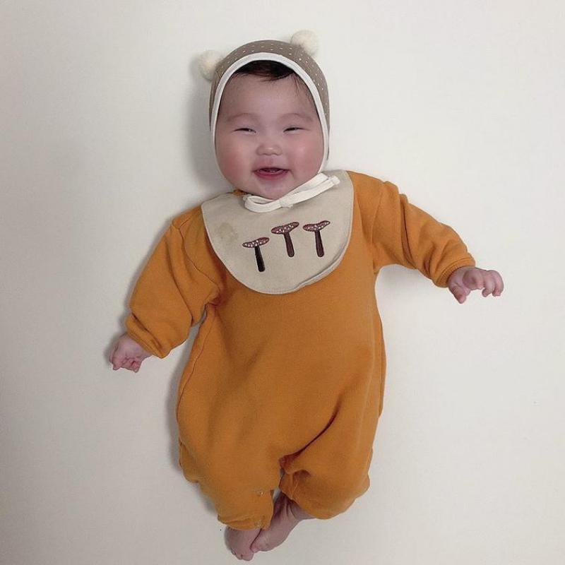 

2021 New Autumn Winter Plus Veet Clothing Newborn Baby Boys Girls Romper Long Sleeve Jumpsuit Playsuit Outfit Casual Clothes 3zys, Orange