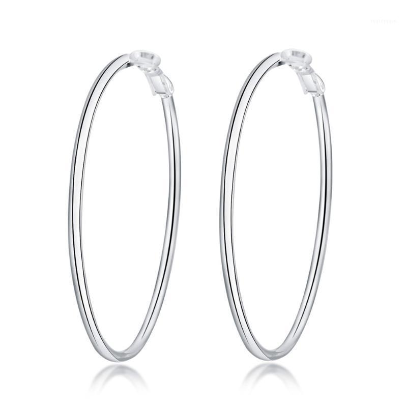

Trendy 925 Sterling Silver Jewelry Big Large Circle Round Hoop Earrings for Women Wedding Statement Brincos Pendientes1