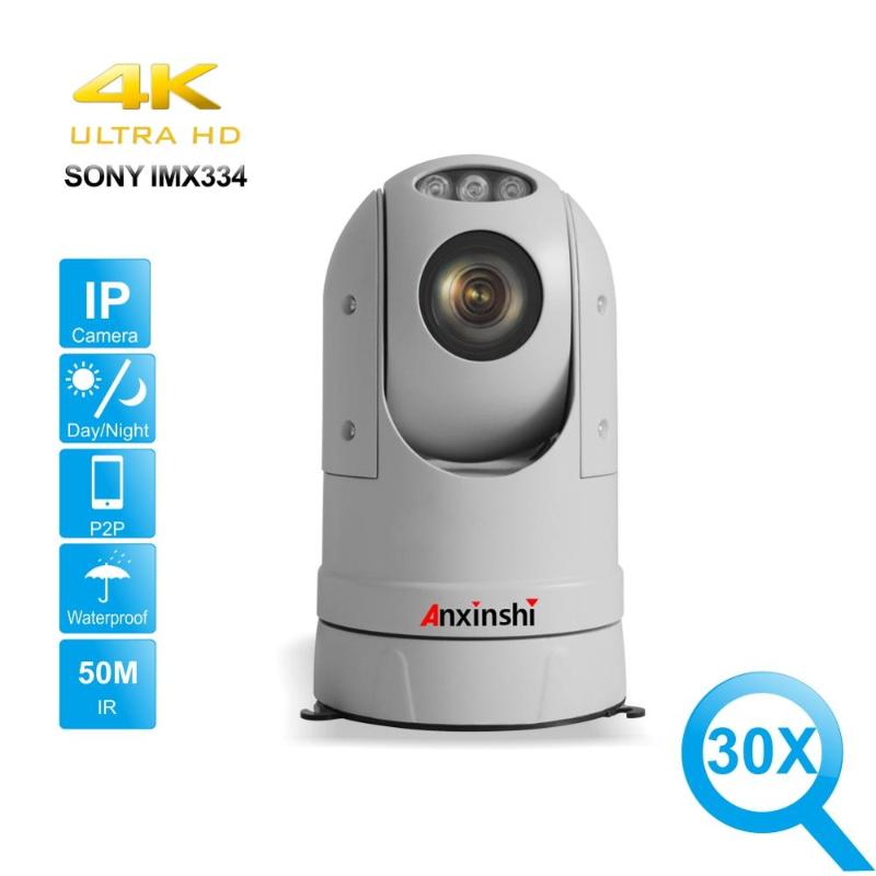 

H.265 Ultra HD 4K IP vehicle PTZ Camera 30X Optical Zoom Outdoor Waterproof Full Metal 8mp high speed ptz Mini Car IR Camera