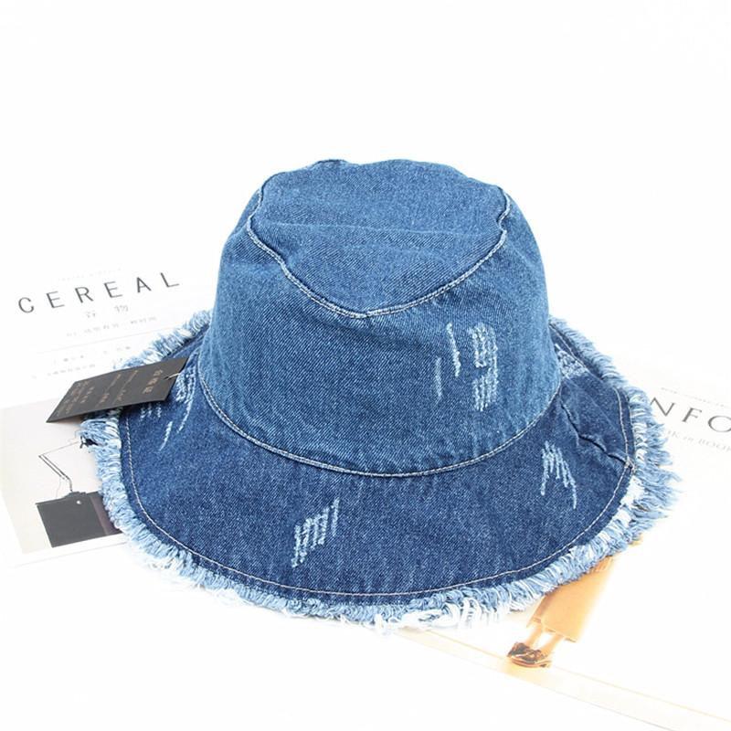 

2020 solid denim Retro Bucket Hat Fisherman Hat outdoor travel Sun Cap Hats for girl and Women 275, Black