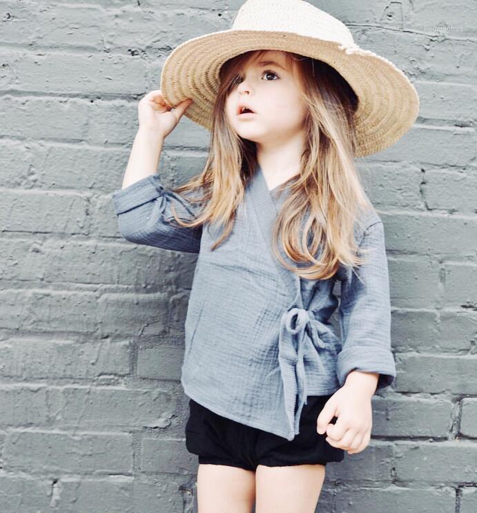 

2020 Autumn baby cotton and linen cardigan tie v collar coat girls coat top babygirl clothes1, Black