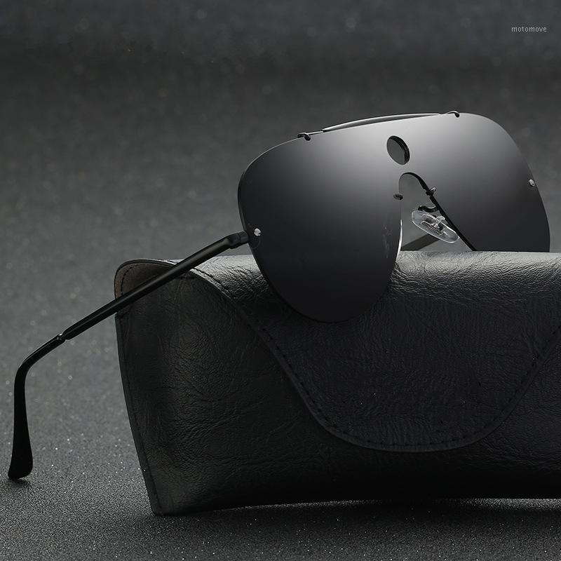 

2019 Oversized Pilot Sunglasses Men Brand Rimless Polarized Lens Sun Glasses Men Male Homme Lunettes de soleil UV4001