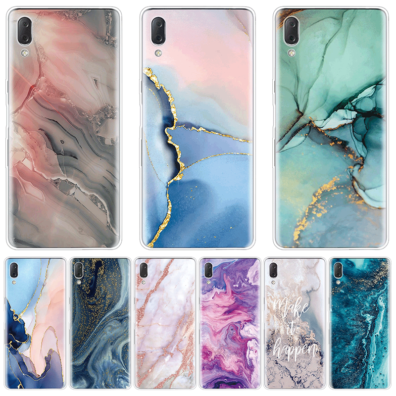

Marble Crack Soft TPU Phone Case for Sony Xperia 10 5 II L4 L3 L2 XZ1 XZ2 Z5 Compact XA XA1 Ultra XA2 Plus Clear Cover Etui Capa
