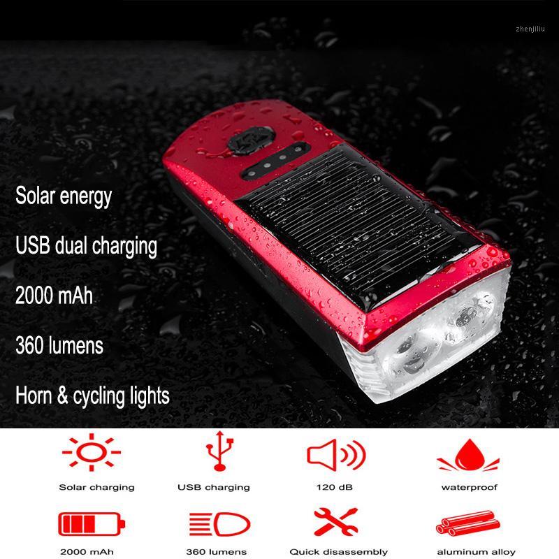 

Bike Light Solar Usb Dual Mode Charging Bicycle Light 2000mah MTB Road Cycling Bike Head Front Horn Lamp1