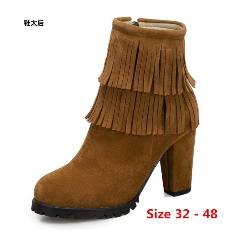 

Winter Spring Autumn High Heel Ankle Boots Women Short Boots Woman Shoes Botas Muje Small Big Size 32 - 48, Yellow