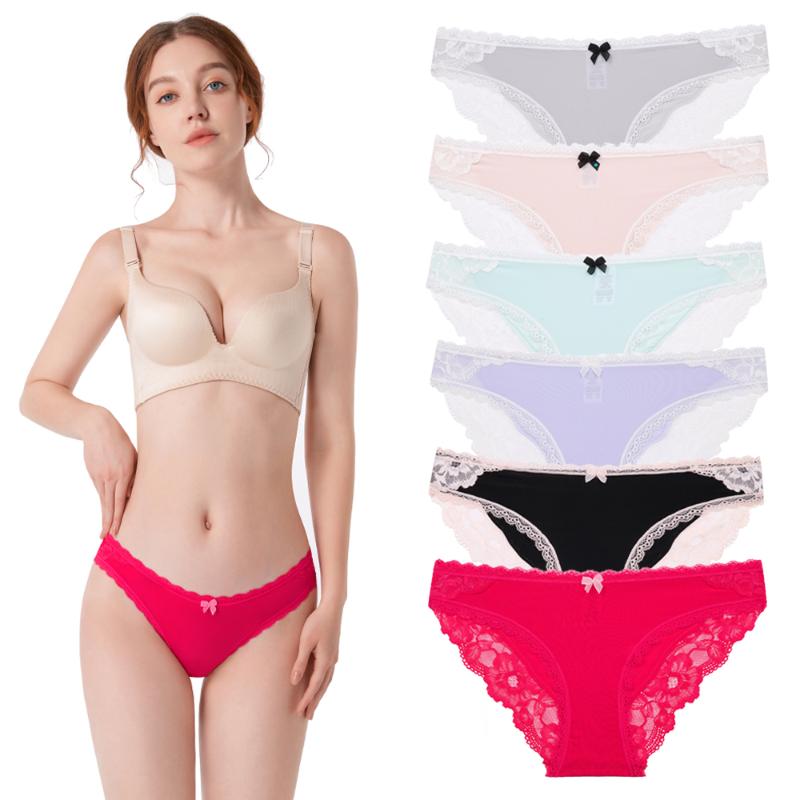 

Annilove Sexy Lace Underwear Women Seamless Panties Milk Shreds Comfort Lingerie Low Rise Underpants 6pcs/lot, Multi