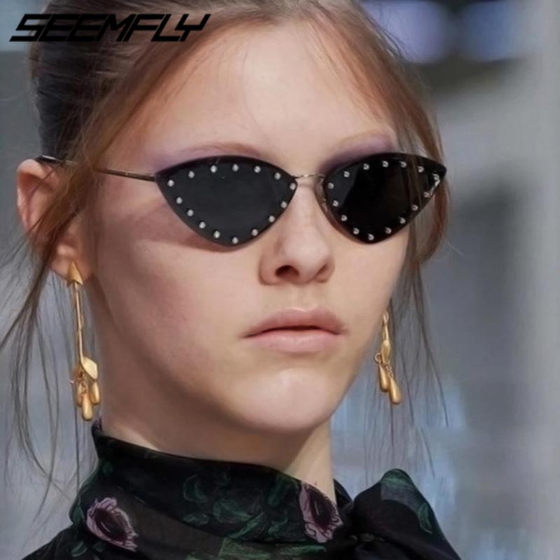 

Seemfly Cat Eye Sunglasses Women Vintage Fashion Punk Sun Glasses Luxury UV400 Shades Female Goggle Ocean Lenses Eyeglasses New