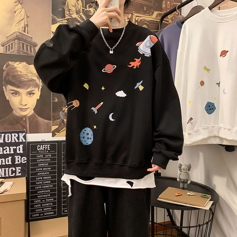 

2021 Fashion Funny Printed Men Hoodies Autumn New Men's College Sweatshirts 4 Colors Man Streetwear Casual Pullovers N0n5, Black