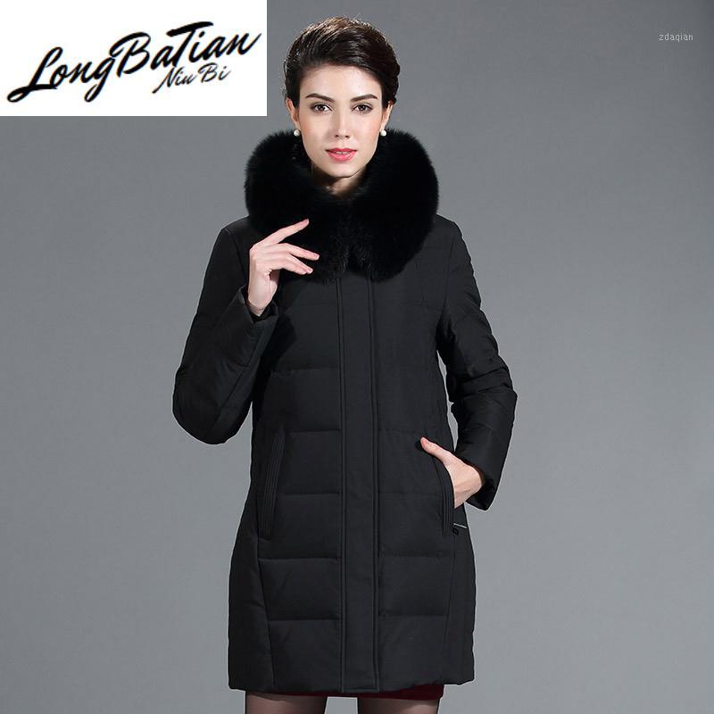 

Quality Fashion High Women's Jacket Real Fur Collar Hooded Coat Female White Duck Down Woman Parkas Ropa Zjt2711, Black