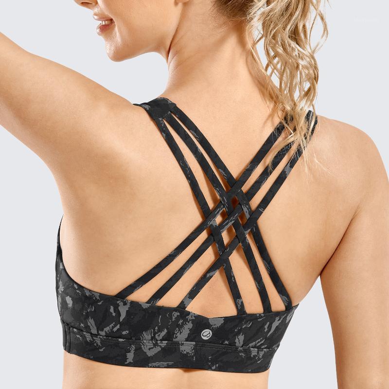 

Women's Strappy Sports Bra Full Coverage Padded Full Size Supportive Cute Workout Yoga Bra Tops Sexy Back1, Windbell purple03