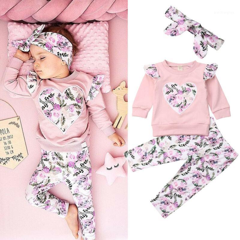

Floral Dress 3Pcs Newborn Toddler Girl Suit Long Sleeve Ruffle Top Trousers Headband Fashion Outdoor Outfit1, As pic