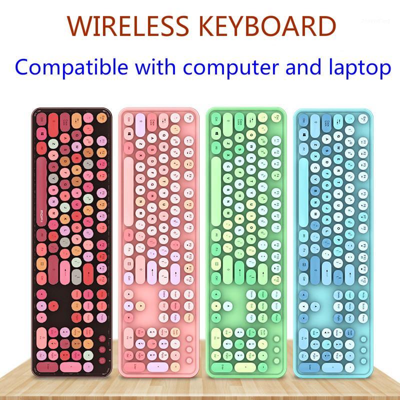 

BADIDEAR 2.4G Wireless Keyboard Set Mixed Candy Color Roud Keycap Keyboard and Mouse Comb for Laptop Notebook PC Girls Gift1