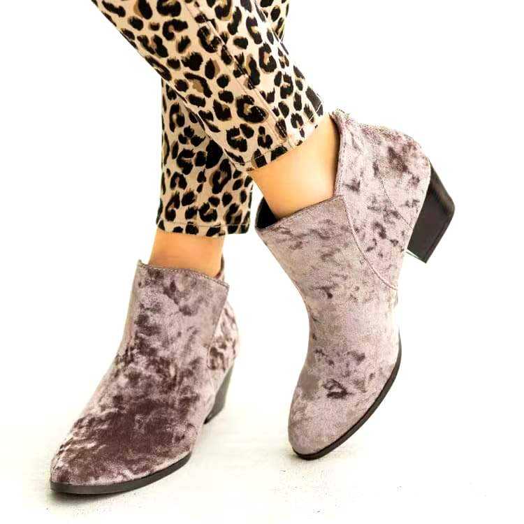 

2021 Women Ankle Boots Fashion Boots For Woman Autumn Winter Pointed Toe Square heel Zipper Female Shoes C052, Blue