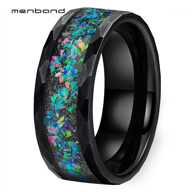 

Wedding Rings Black Opal Ring Men Women Tungsten Band Face With Galaxy Series Inlay 8MM Box Available1
