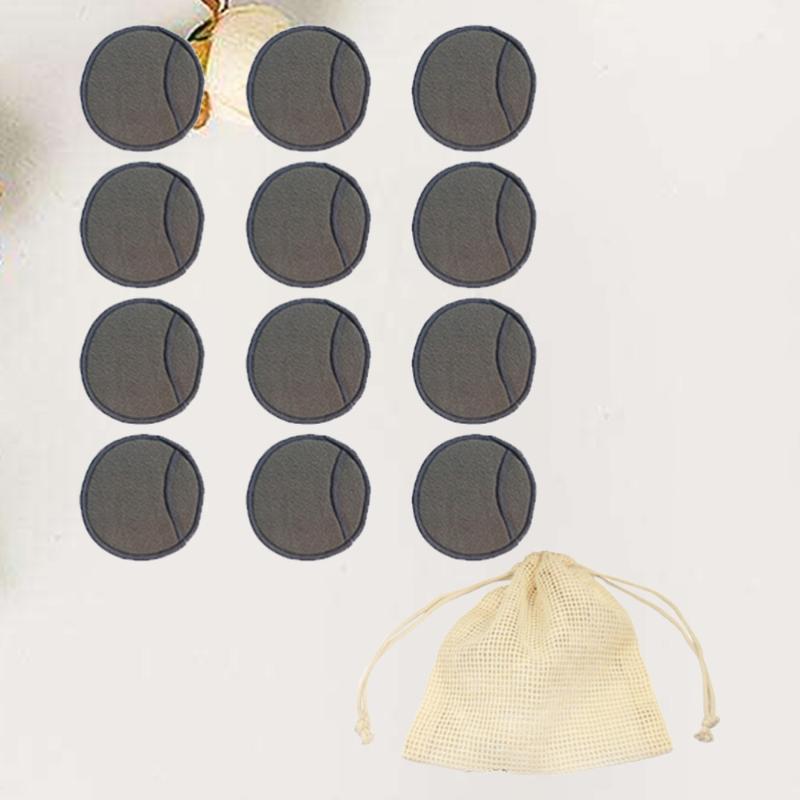

16PCS Bamboo Carbon Fiber Makeup Remover Reuseful Powder Cleaning Puffs Facial Pads with Cotton Net Bag for Home Travel (Normal