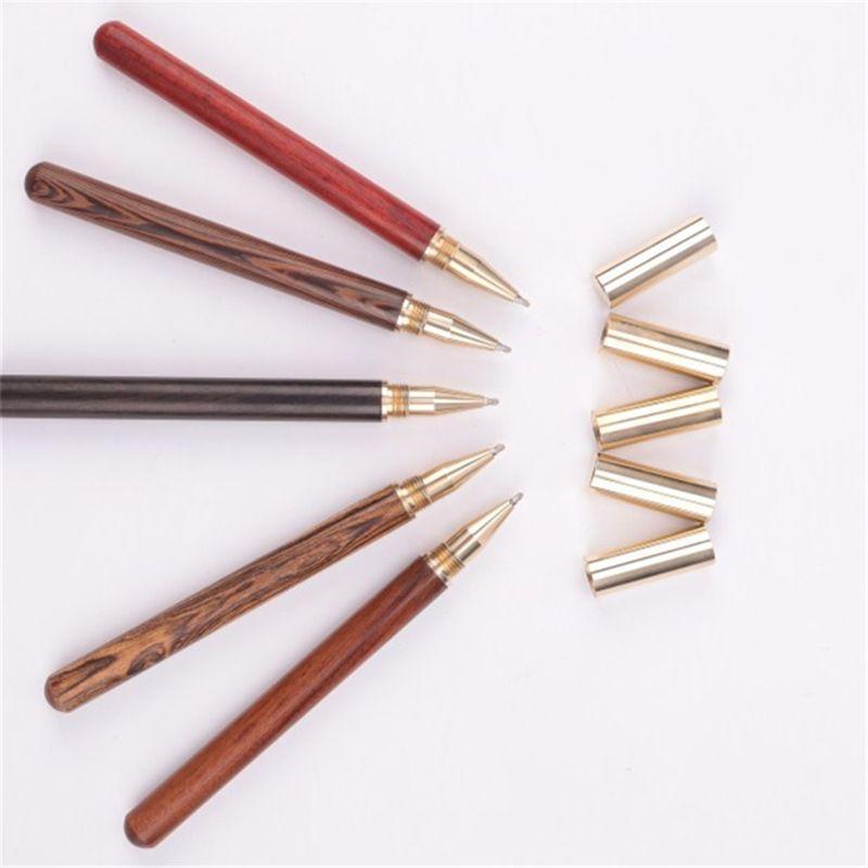 

Vintage Wood Body Ballpoint Pen Ball Pens Brass Ball Roller Pen Metal Cap Stationery School Supplies1