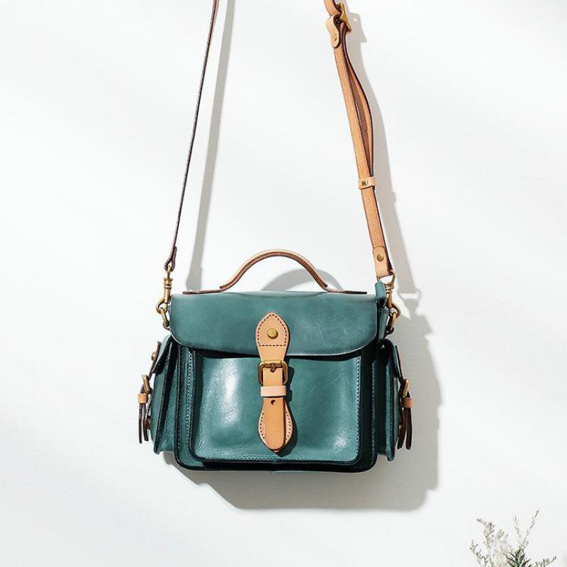 

Johnature Vintage Handbag Genuine Leather 2021 New Fashion Versatile Women Bag First Layer Cowhide Solid Color Shoulder Bags, Black