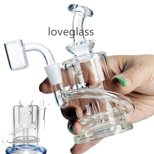 

6.3inchs Glass Bubbler Mini Oil Rigs With 10mm banger Hookahs Shisha Glass Water Bongs Smoke pipe Recycler Dab