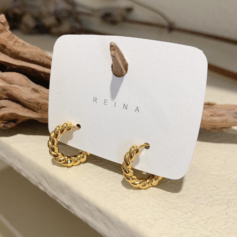 

Hoop & Huggie Fashion Sexy Elegant Earrings Delicate Minimalist Braided Gold Color Jewelry For Women 2021 Gift Wedding Cute