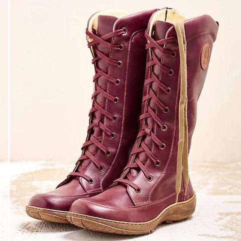 

Women Autumn Vintage Zipper Lace Up Boots Ladies Retro Leather Shoes Woman High Top Women's Female Fashion Footwear1, Black