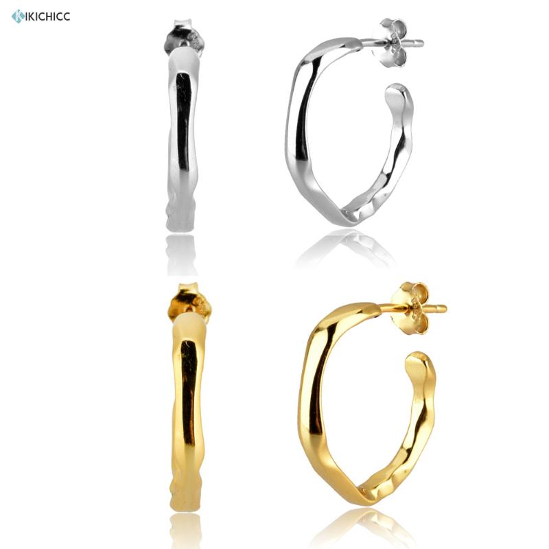 

Hoop & Huggie Kikichicc 925 Sterling Silver Irregular Geometric Huggies Big Hoops Luxury 2021 Fine Jewelry Piercing Pendiente Jewels