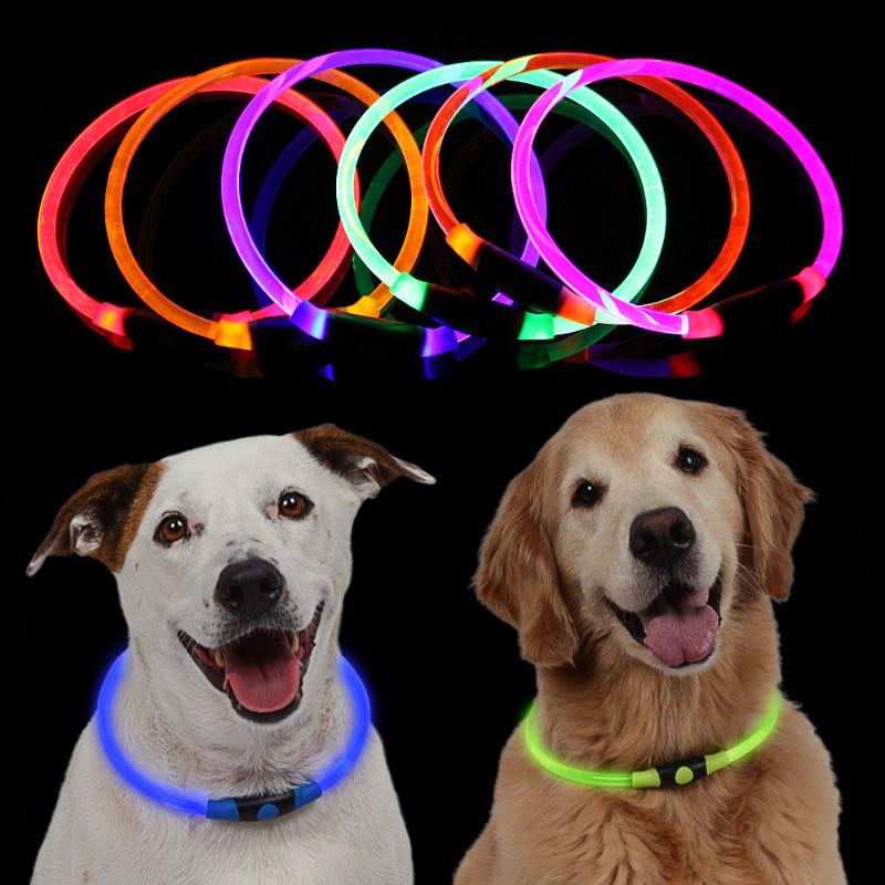 

Adjustable USB charging pet dog collar night light safety pet collar rechargeable LED tube flashing night products