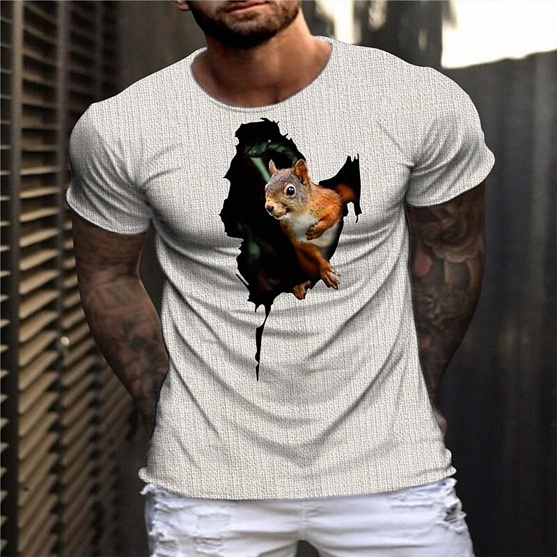 Men's Unisex T shirt 3D Print Graphic Prints Squirrel Crew Neck Street Daily Print Short Sleeve Tops Casual Designer Big and Tall Sports Light