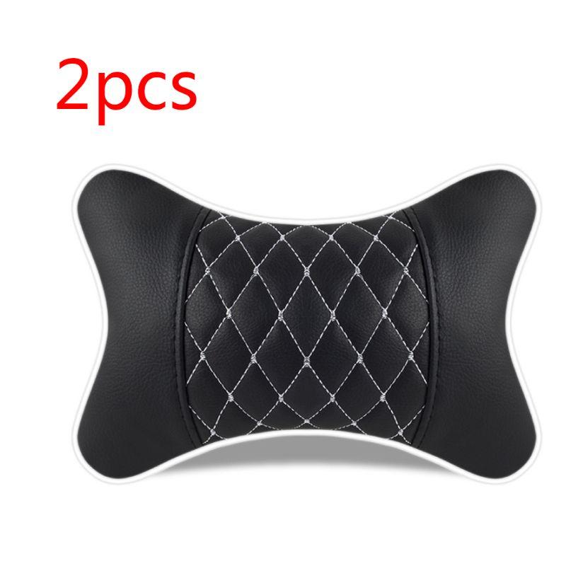 

2pcs Artificial Leather Car Pillow Protection Neck Car Headrest Comfortable T8WF
