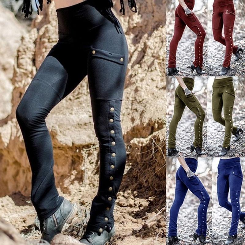 

Women Female Streetwear High Waist Europe America Rivet Split Sexy Feet Pants Slim Stretch Pocket Pencil Pants1, Black