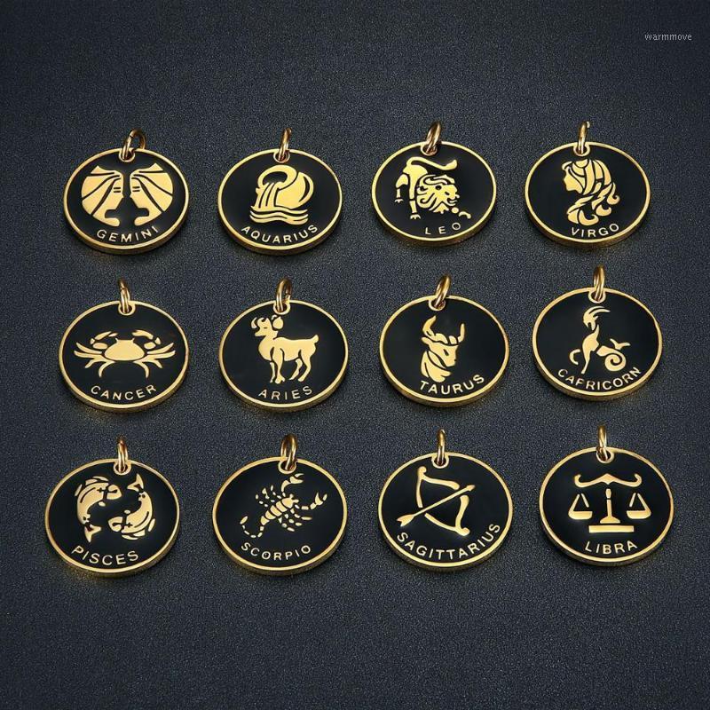 

Hip Hop Stainless Steel Double-Sided Twelve Constellation Set Auger Fashion Pendants Necklace1