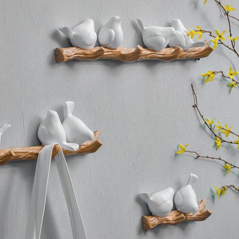 

Wall Mounted Resin Bird Figurine Hanger Coat Clothes Towel Hook Holder Key Bag Handbag Coat Rack Room Decoration