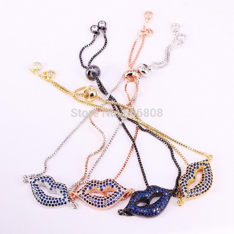 

Charm Bracelets 6PCS ZYZ-B5647 Dark Blue CZ Zircon Crystal Bracelet Adjustable Chain Lips Design & Bangles Women1