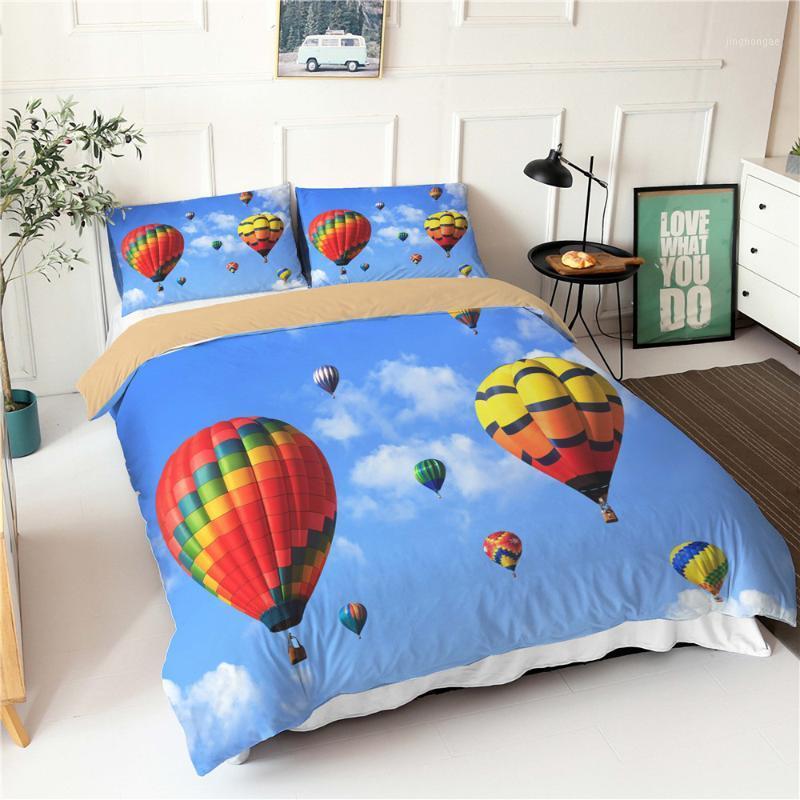 

Yi Chu Xin Cartoons balloon Duvet Cover Set Hot Air Balloon Cloud Series Bedding Pillowcase Double Queen King Size Kids Bed Set1