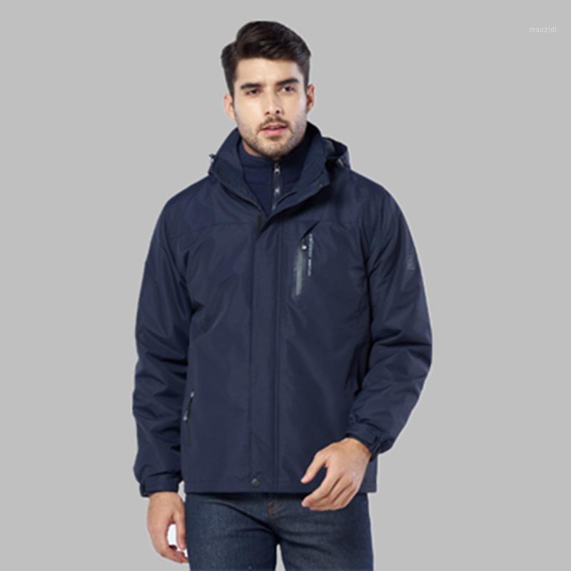 

Men's and women's solid stormsuit outdoor 2-piece detachable outdoor hiking waterproof Hooded Jacket mountaineering jacket1, Black