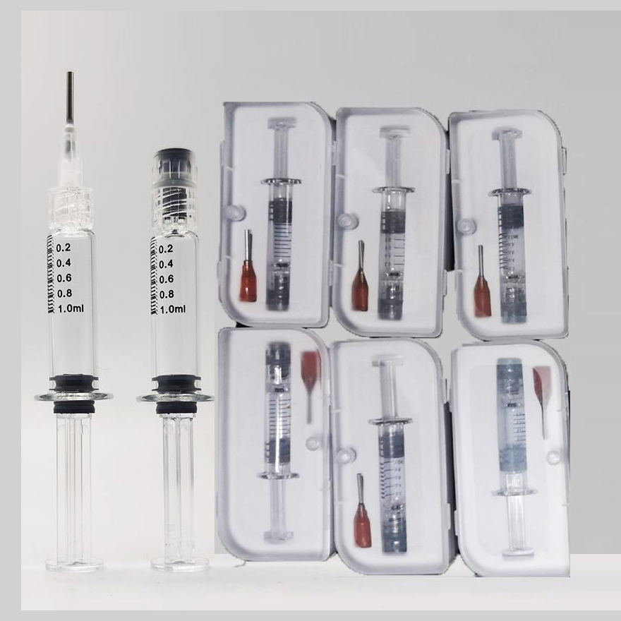 

1ML Glass Syringes Luer Lock Injectors Disposable Vape Pen Oil Cartridges Filling Tools Empty Retail Box with Measurement OEM Packaging