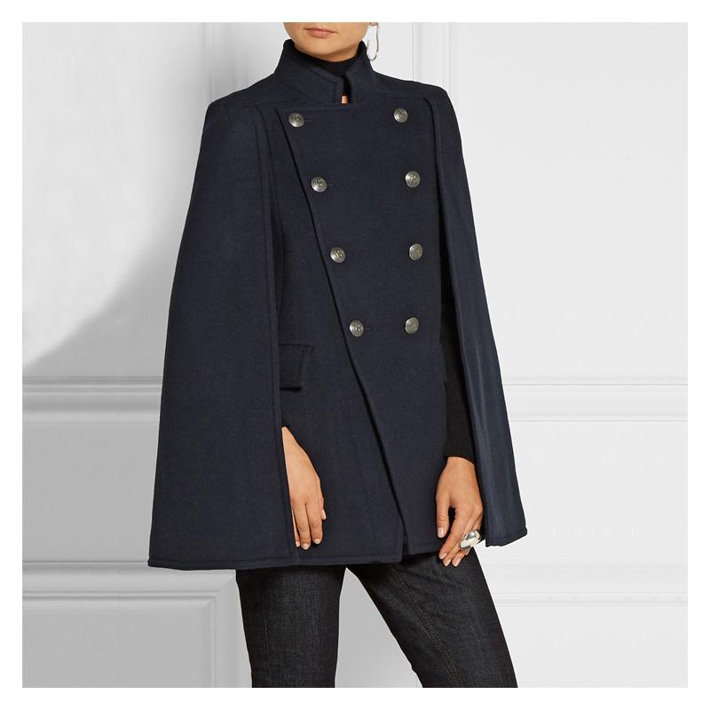 

2020 autumn winter new original design woolen coat double breasted Slim England style warm coat trench street wear, Navy blue