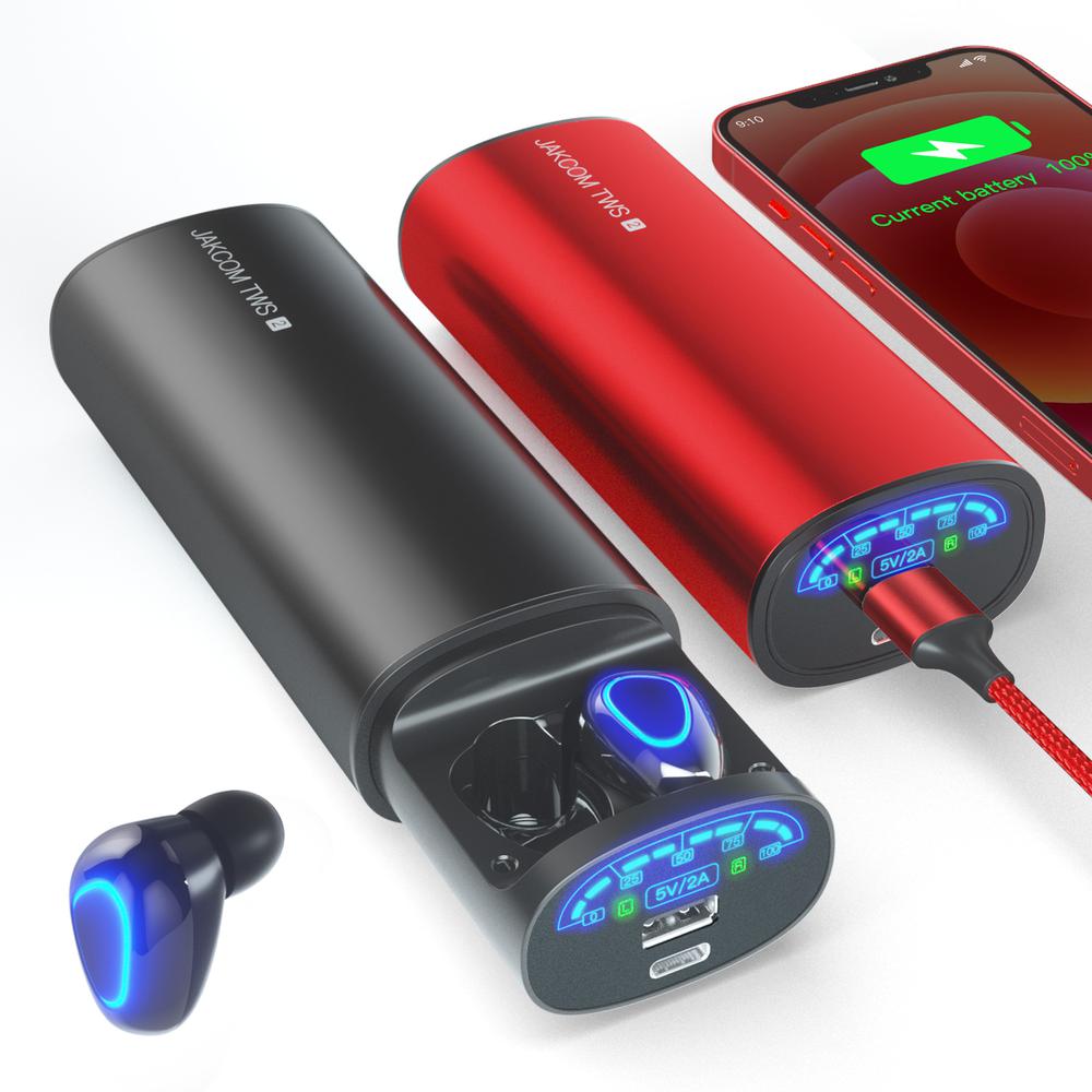 

JAKCOM TWS2 True Wireless Earphone Power Bank 2in1 2021 newest electrionics headset headphones gaming pro oem hot selling amazon, Red