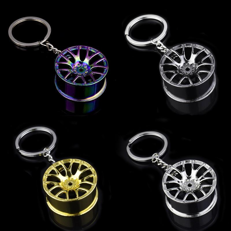 

Keychains Car Wheel Hub Tire Styling Key Ring Auto Modification Parts High Quality Mini Metal Mechanical Keychain