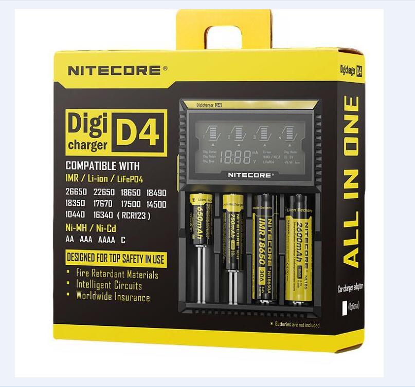 

Nitecore D4 Universal Digi Charger for e cigs electronic ciagrette 18650 18600 18350 14500 batteries LCD Display Battery Charging