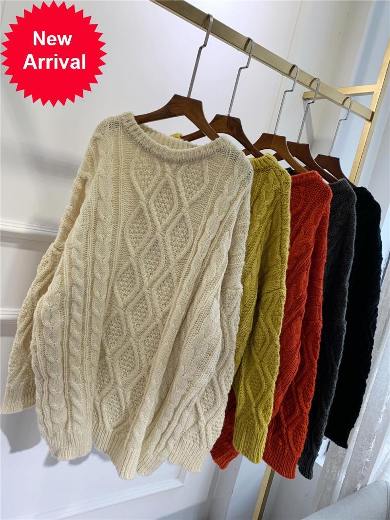 

Autumn 2021 New Fashion Simple New Mid-length Design Around the Neck Lazy Female Casual Sweater Top QS64, Black