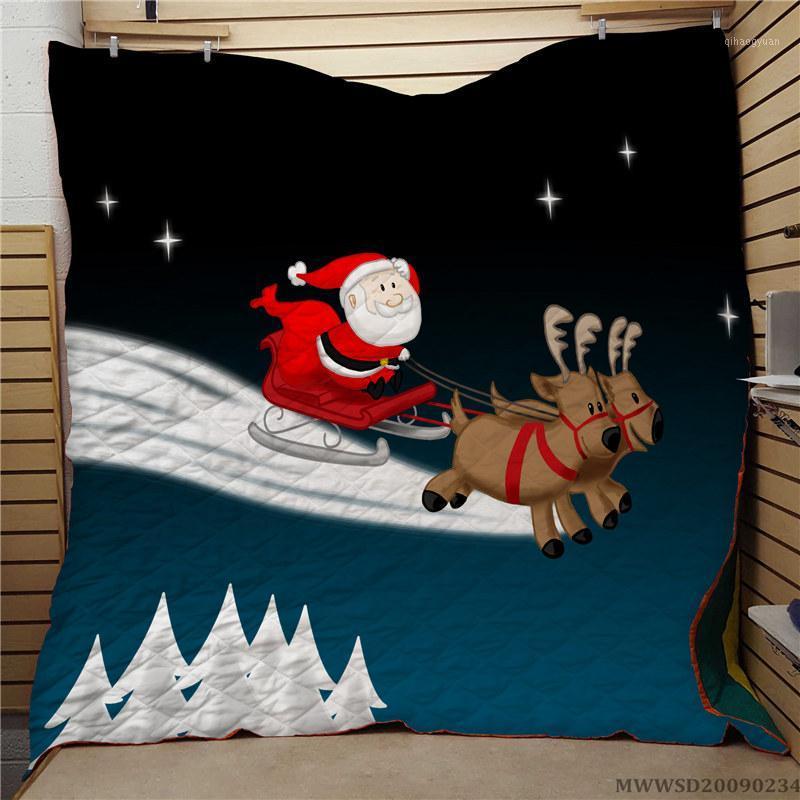 

Cute Santa Claus Print Quilt Fashionable Breathable Super Soft Unique Bed Gift For Kids Children Bedroom Decor1