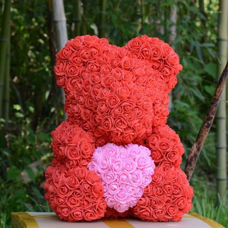 

PE Artificial Rose Rose Bear Lovely Romantic LOVE Heart-Shaped Wedding Birthday Bear Dolls Gift Toy Valentine'S Day Decorations1