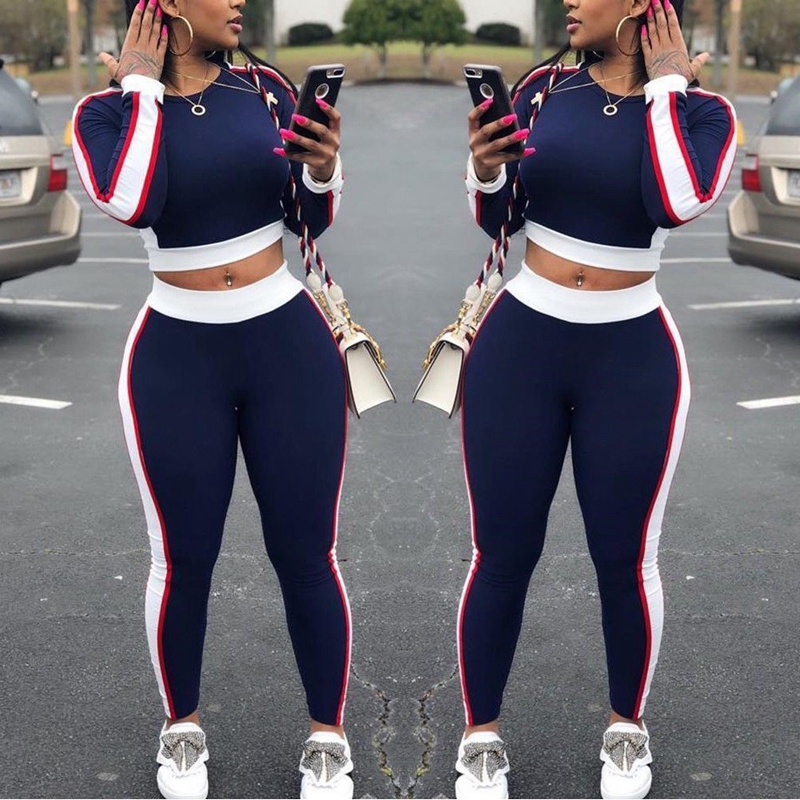 

2PCS Women Yoga Set Sports Suit Long Sleeve Crop Top Pants Gym Fitness Workout Clothes Tracksuit, Black