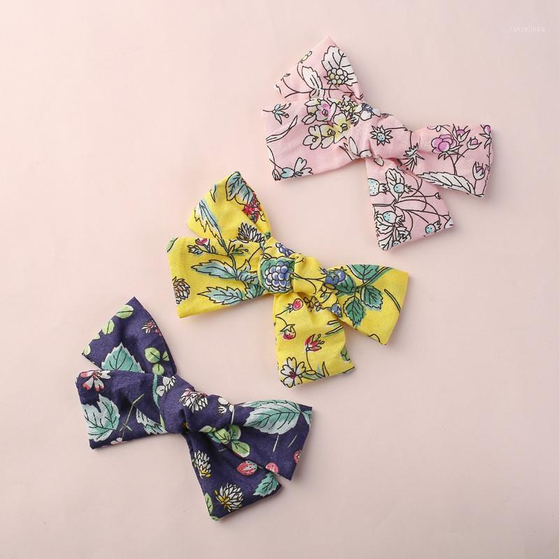 

3pcs/lot 10.5*7.5cm Sping Summer Cotton Bows Hair Clips School Girls Knot Fabric Hairbands Children Kids Flowers Hairpins Heads1
