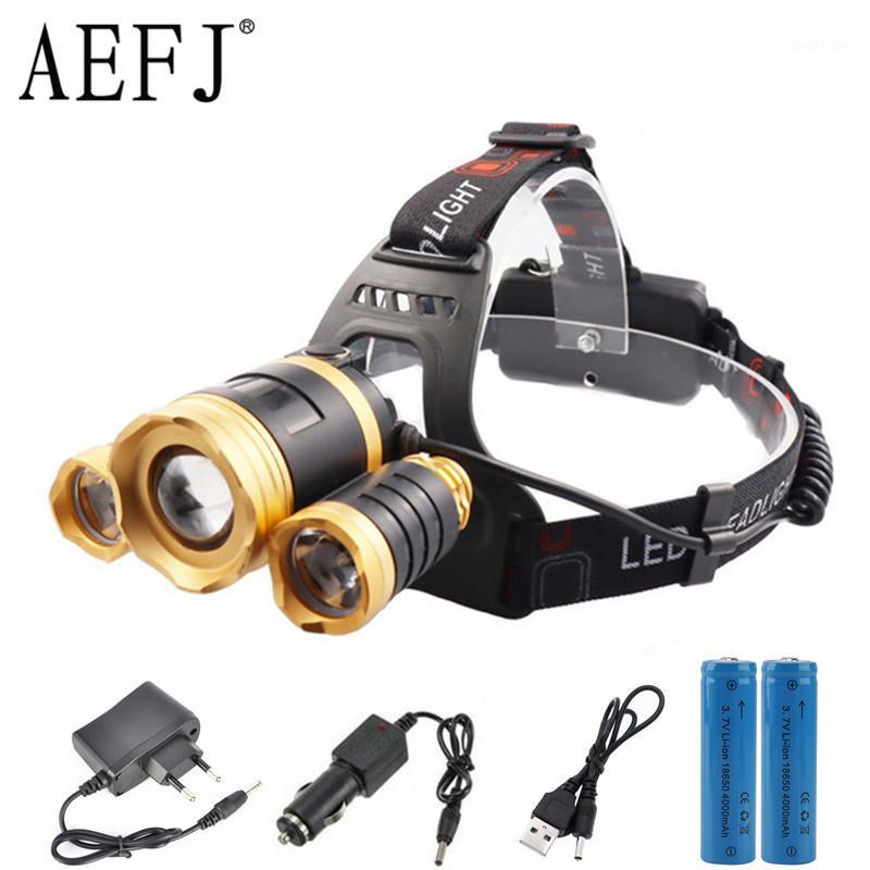 

AEFJ Most Powerful LED Headlight headlamp 3LED T6 Head Lamp Torch head light 18650 battery Best For Camping, fishing1
