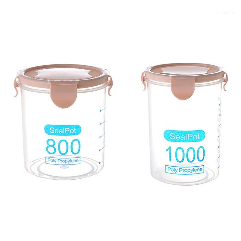 

2 Pcs Kitchen Container Seal Pot Coffee Candy Storage Tank Plastic Cereals Box Cookie Canister Jars for Spices P1