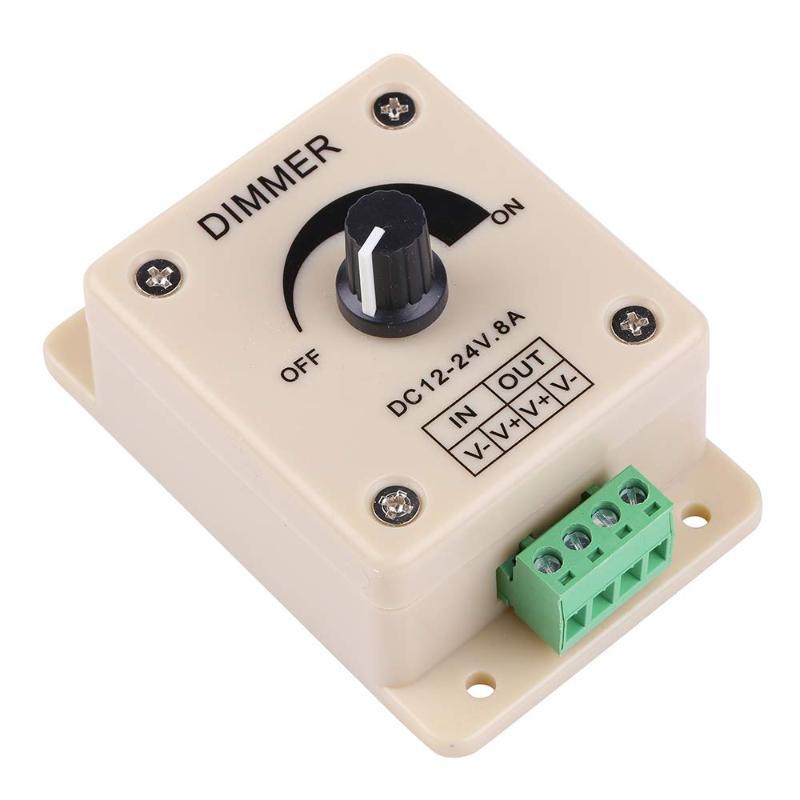 

8A LED Dimmer Switch DC 12V 24V 96W Adjustable Brightness Lamp Bulb Strip Driver Single Color Light Power Supply 3528