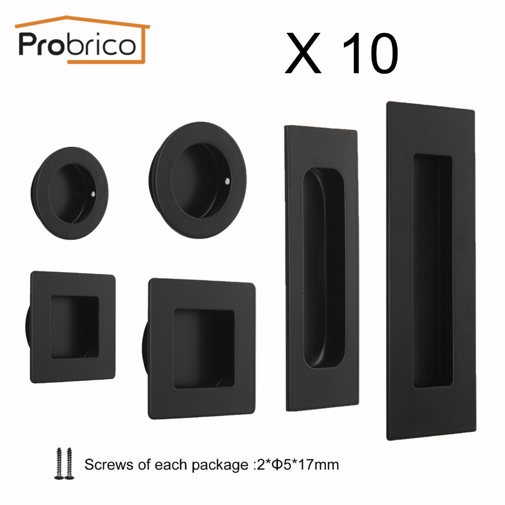 

Probrico 10pcs Flush Recessed Handles Black Cabinet Door Hidden Pulls Drawer Knob Sliding Door Handle Finger Pull Door Hardware T200605