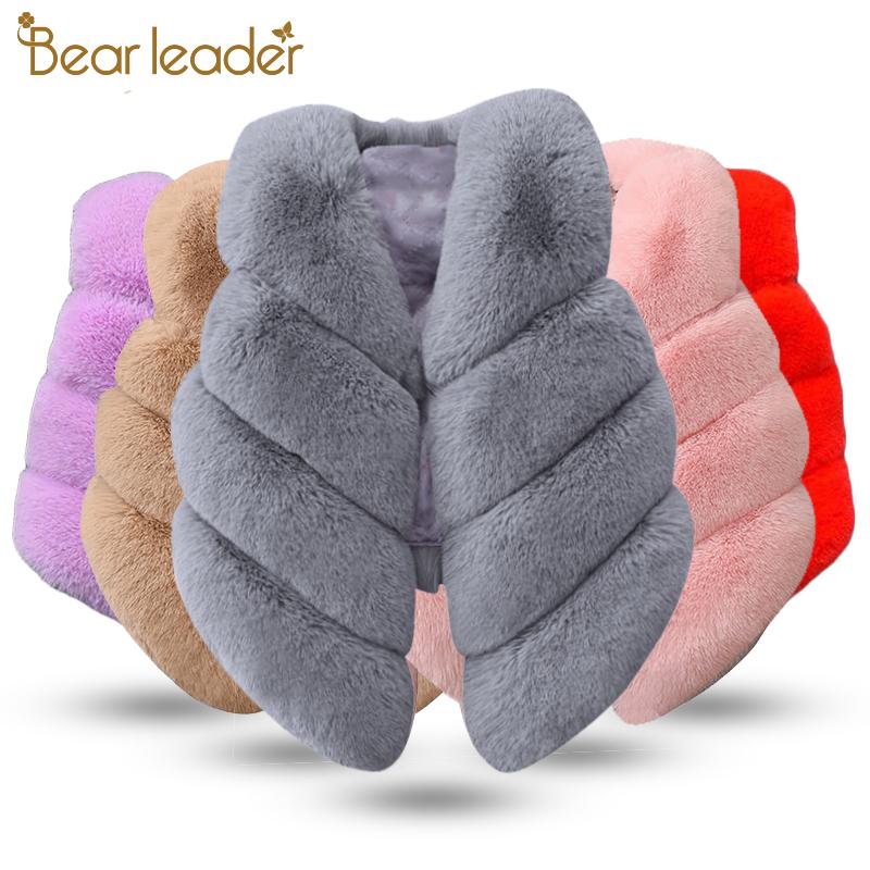 

Girls Fur Outerwear 2020 New Autumn&Winter Fashion Bear Leader Thick Warm Faux Fur Environmentally Friendly ur Colorful Vest, Red