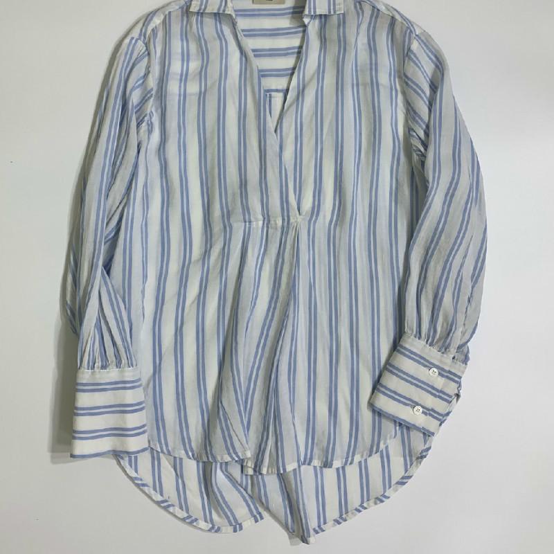 

Women Shirt New Striped Lapel Mid-Long Straight Long Sleeve Shirt, Strip